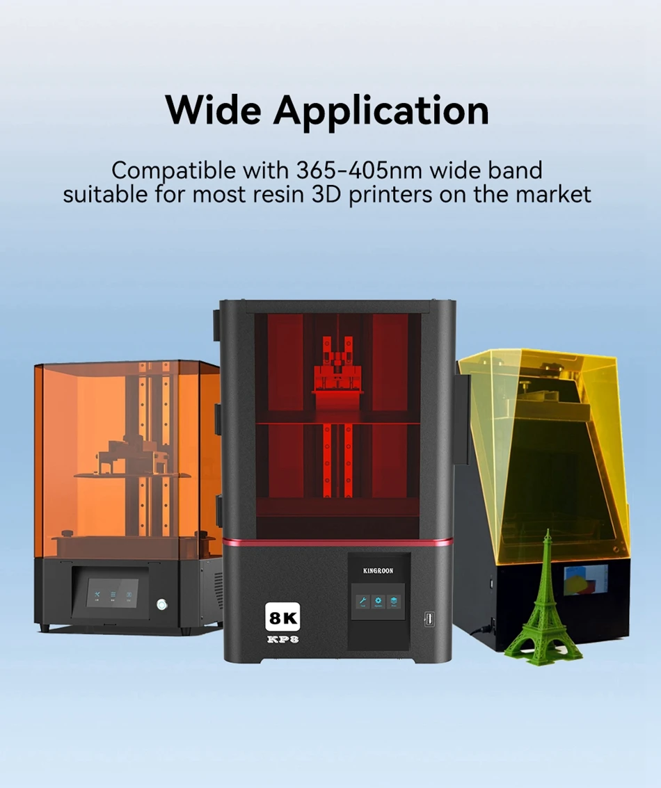 Kingroon Wasser wasch harz 22lbs 405nm Standard Photo polymer Wasser wasch bares Harz für LCD 3D-Drucker hochpräzise 5kg 10kg – Detail 7