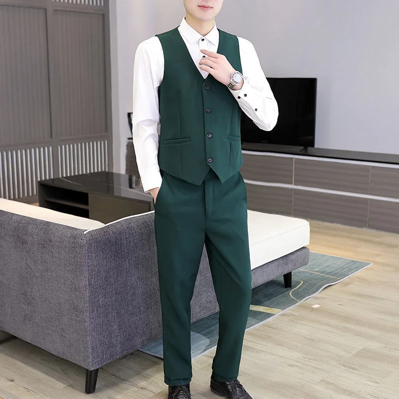 

31 Korean style slim vest and trousers for men, British style vest for men, professional vest and trousers, groomsmen group