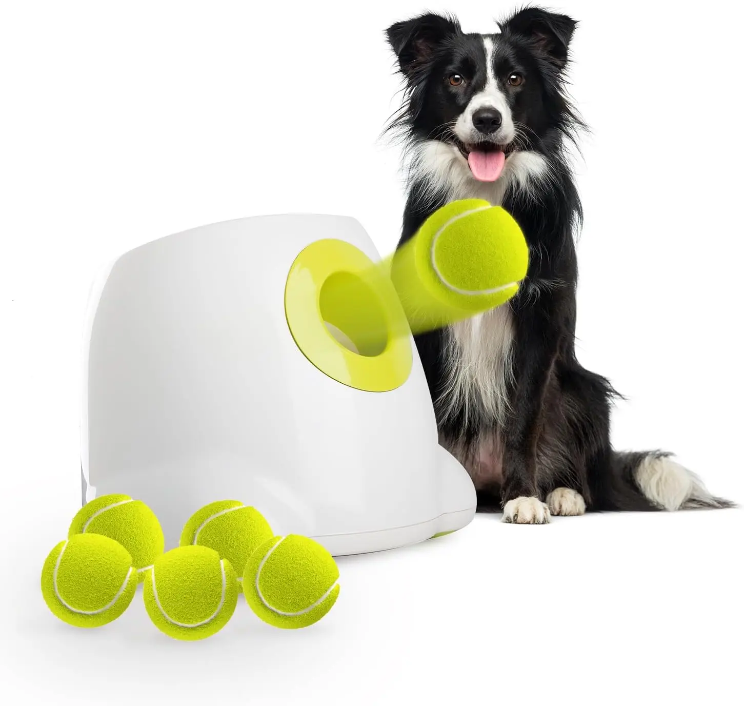 Automatic Ball Thrower for  , Interactive Dog Ball Launcher Machine, Rechargeable Fetch Toy with 3 Tennis Balls