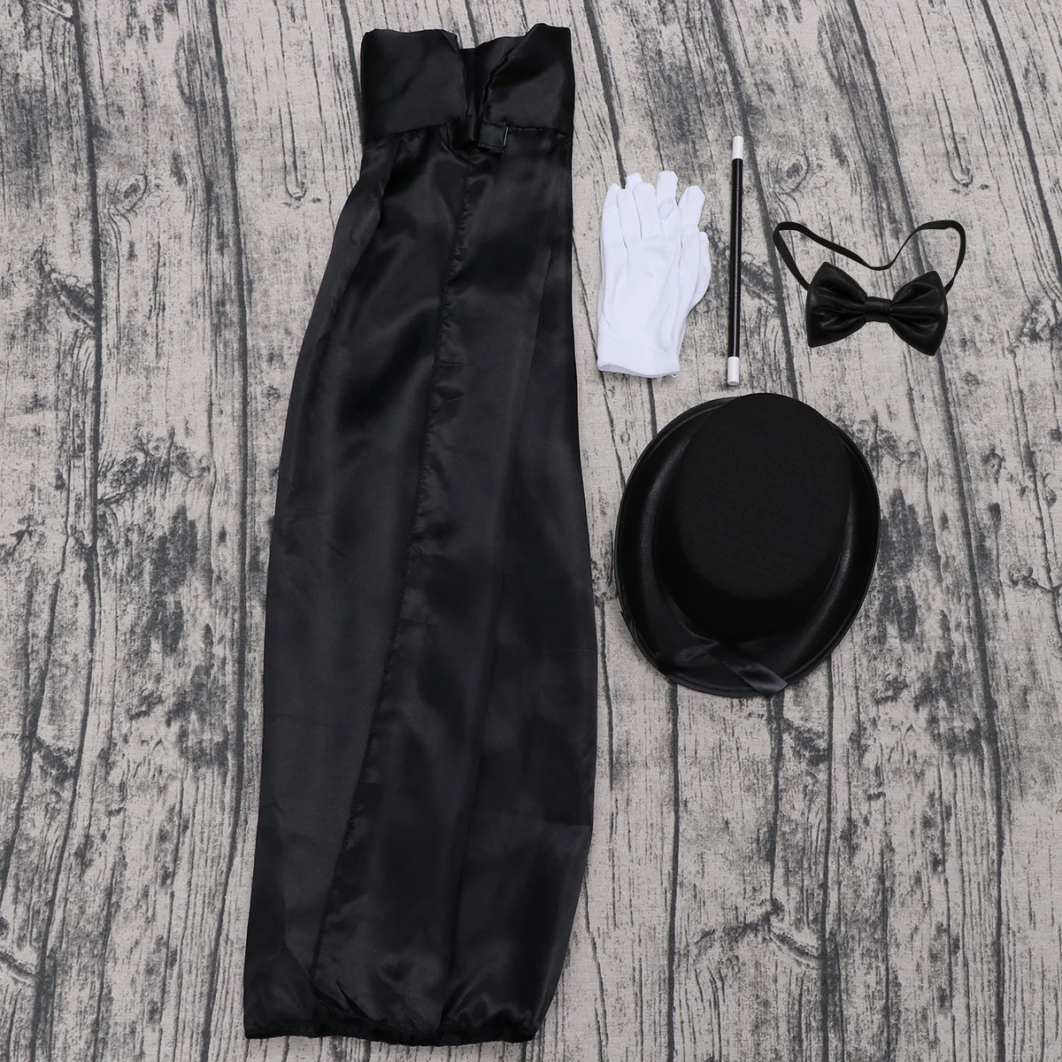 

6pcs Magician Cosplay Outfit Halloween Costume Set Dress-Up Party Performance Gloves Hat Cloak Tie Design Stand Out