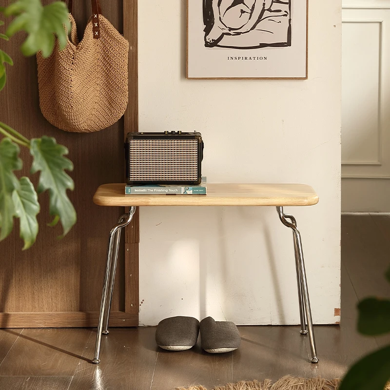 Mid-Century Entryway Bench Narrow Solid Wood Shoe Stool Vintage Long Dining Bench for Bedroom