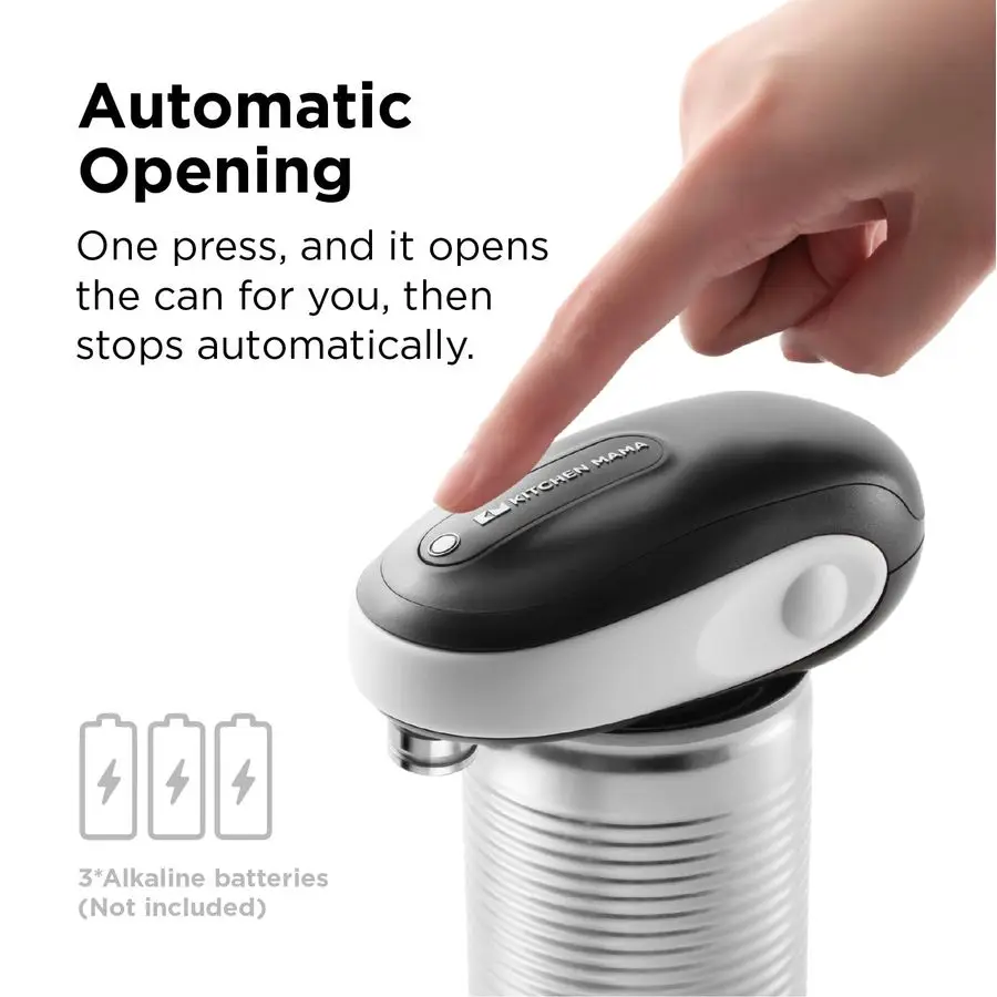 OneToGo Electric Can Opener One Touch, Auto Stop, Smooth Edge, Lid Lift, Safety, Automatic, Magnetic, Cordless, Battery Operated