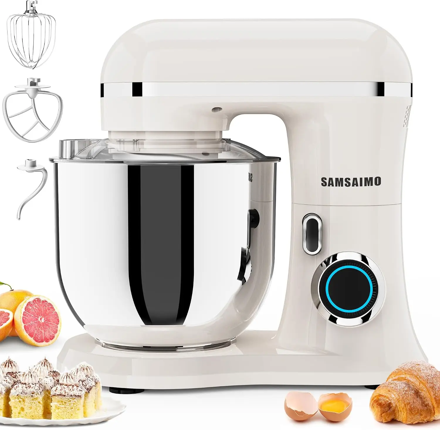 Electric Stand Mixer 65QT Tilt Head 660W 10 Speed Household Food Mixer 304 Stainless Steel Bowl Bread Cake Mixer Includes Dishwa