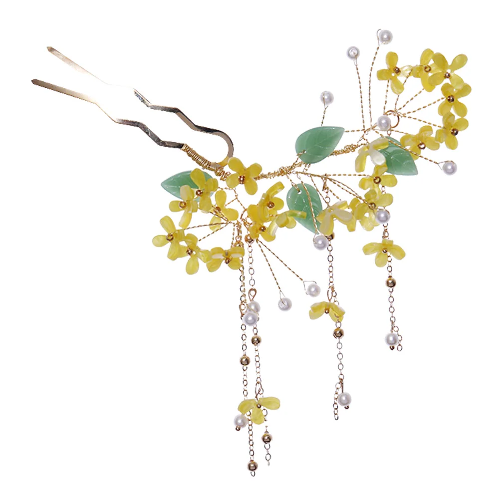 

Osmanthus Tassel Hairpin Rhinestone Bobby Pins Forks Chopsticks Chinese Accessories Resin Miss