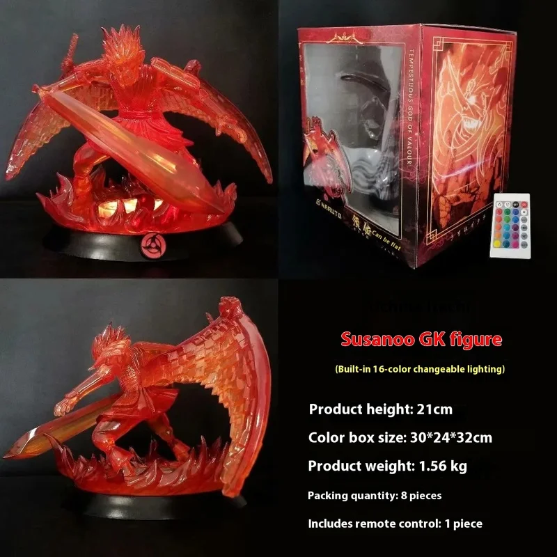 21 cm Naruto Susanoo GK Figur Cartoon Anime Statue Leuchtende Große Größe Schreibtisch Dekoration Modell Sammeln Ornamente Spielzeug Geschenke