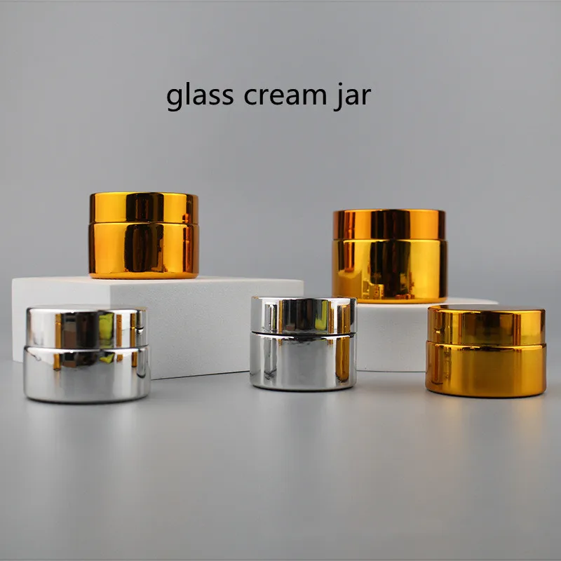 10/20/30pcs 5-50g Glass Face Cream Jar Eye Cream Electroplating Glass Refillable Bottles Portable Cosmetic Container