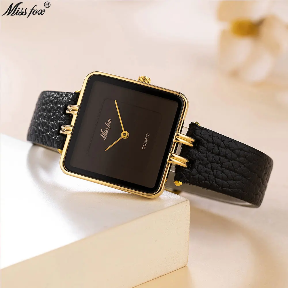 

Женские часы, деловые легкие, люксовый бренд, Ближний Восток, простые квадратные, черные, золотые, водонепроницаемые, с ремнем, женские модные кварцевые часы