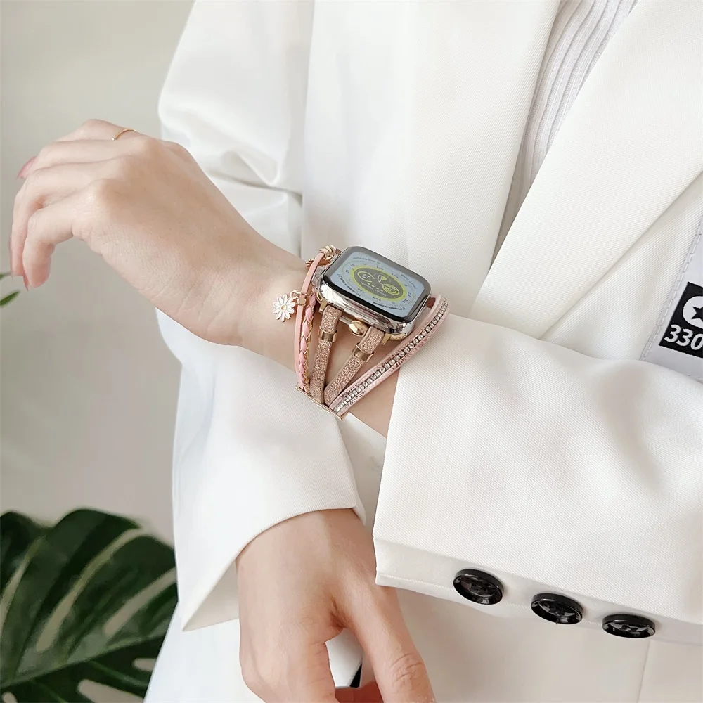 المعادن الصلب سوار الحلي الماس حزام ل Iwatch سلسلة 7 6 se 5 4 3 38 مللي متر 40 مللي متر 42 مللي متر 44 مللي متر ل سوار ساعة أبل سلسلة امرأة