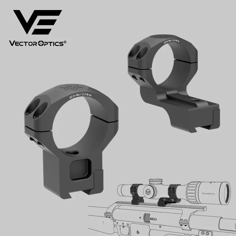 Vector Optics 30mm 1.25in Cantilever Dovetail Picatinny Weaver Rail Hunting Rifle Scope Mounts Ring Aluminum Alloy 2Pcs