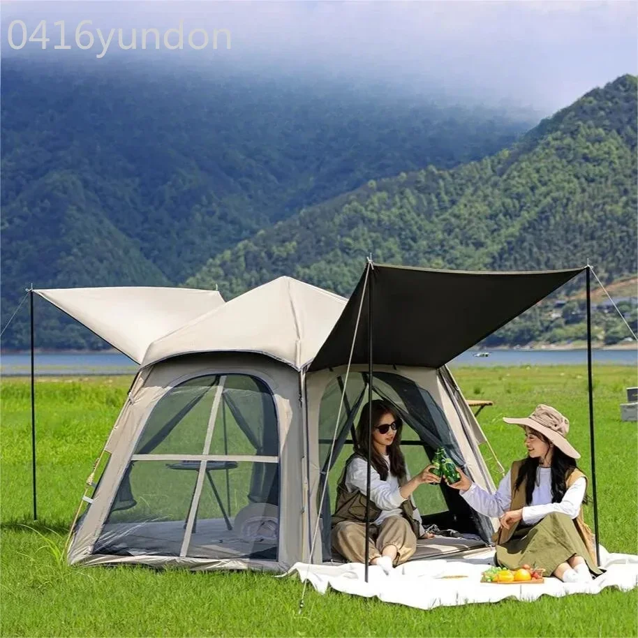 Outdoor Automatic Fully Tent 3~8 Person Tent Quick Open Folding Camping Double Rainproof Camping Shelters One Bedroom One Halls