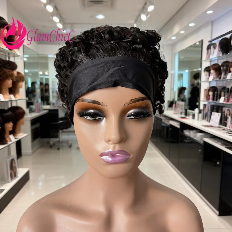 

Премиальный парик из натуральных волос с кудрями Kinky Curly, 4 дюйма, машинной работы, с повязкой для волос, без клея, готовый к использованию, подходит для повседневной носки женщинами.