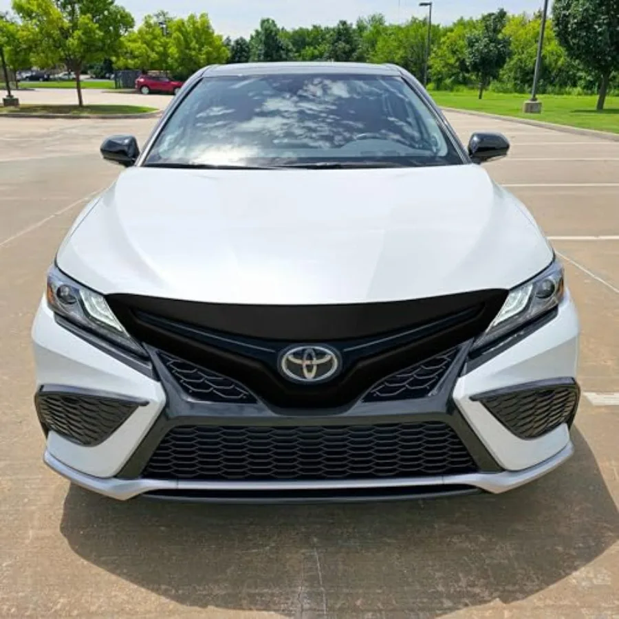 كروم حذف تراكب الشبكة الأمامية السوداء مع شريط لاصق آمن لسيارة تويوتا كامري 2018-2023 | سهلة التركيب - لا توجد أدوات جديدة #6