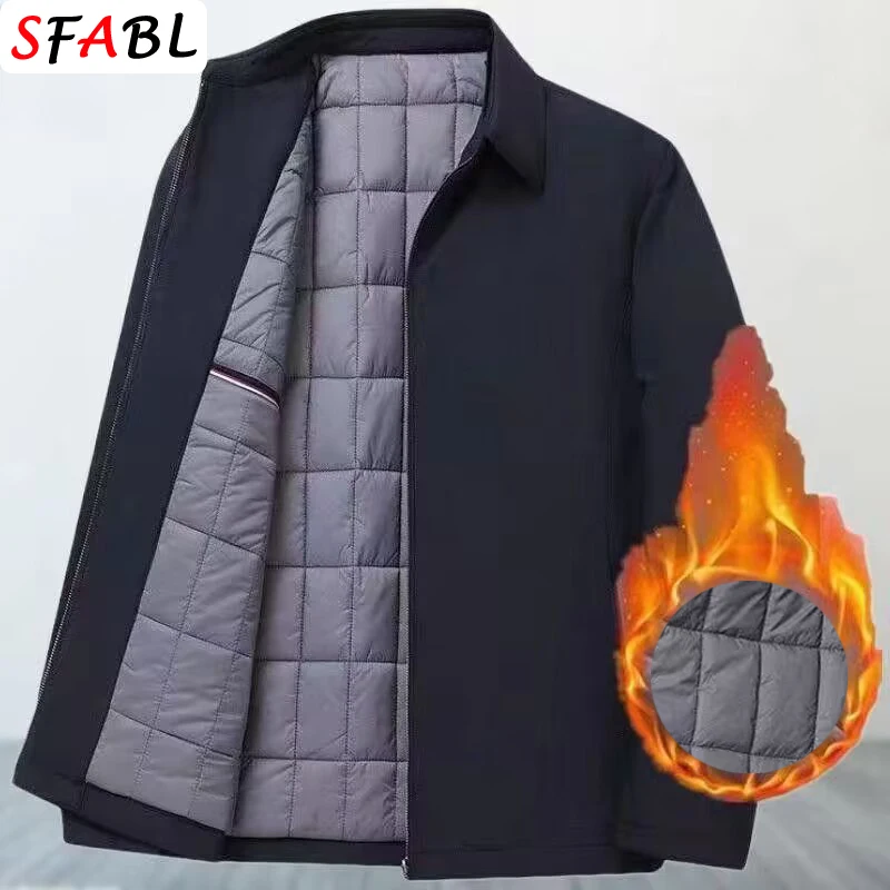 Luxury Warm Fleece Winter Jackets for Men Casual Business Office Dress Coat Solid Color Men\'s Winter Jacket Blazers Male L-3XL