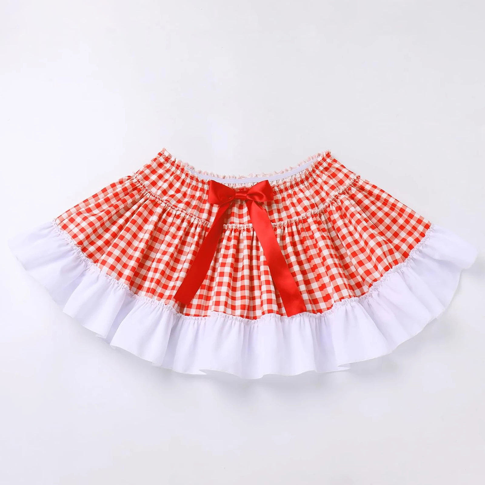 

Women Summer Mini Skirts Casual Plaid Print Ruffled A-Line Skirt for Beach Vacation Club Streetwear Aesthetic Clothes