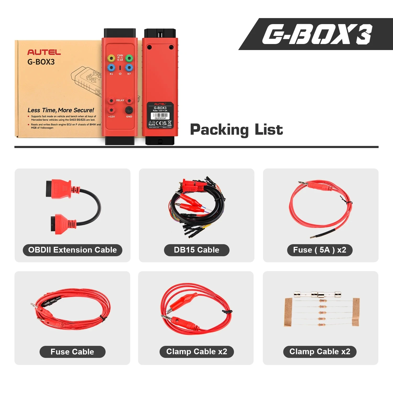 Autel GBOX3 Key Programming Tool G-BOX3 For Mercedes-Benz BMW Toyota 4A All Key Lost Work With Autel IM Series Key Programmer