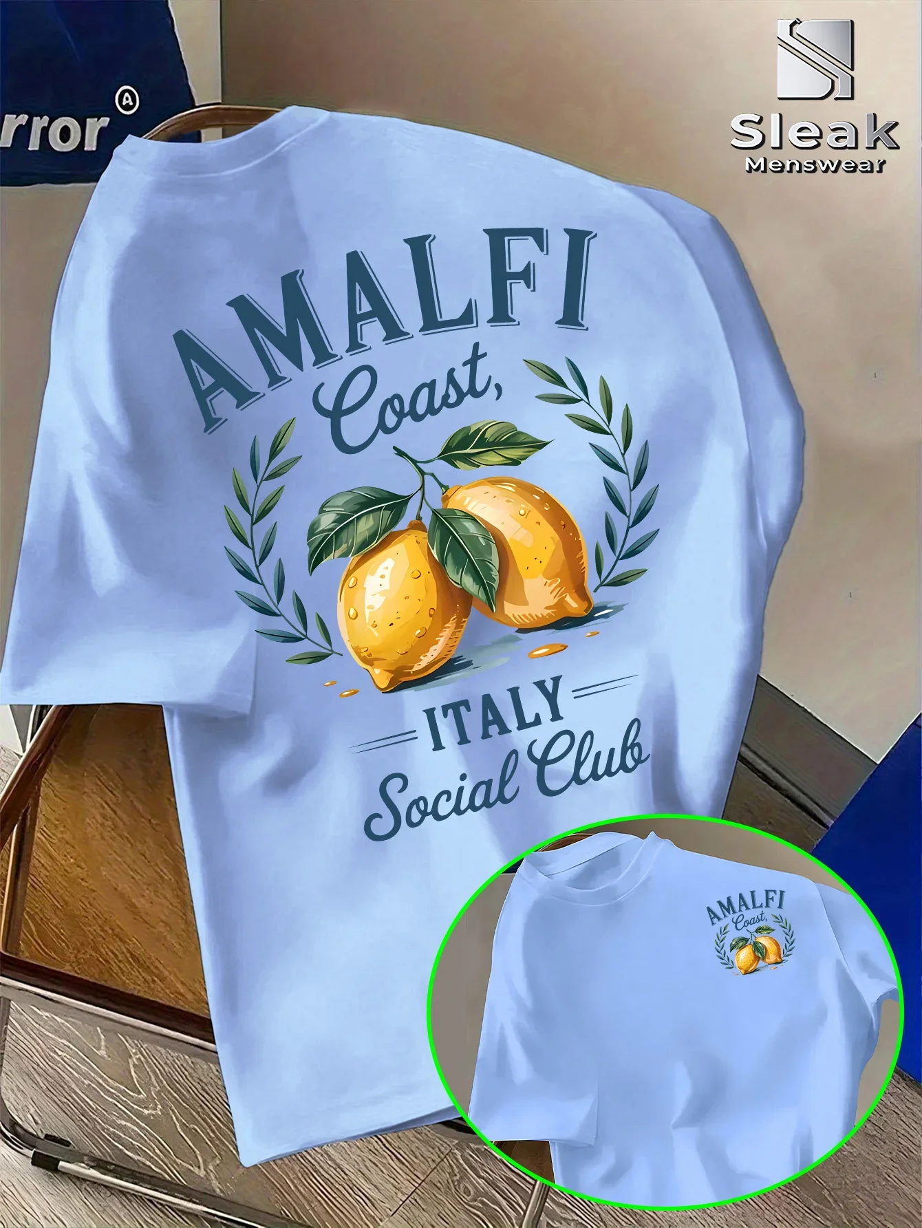 2026 Men's Italian Amalfi Coast Lemon Pattern T-shirt Summer Casual Vacation Short-Sleeve T-shirt Outdoor Sports Top