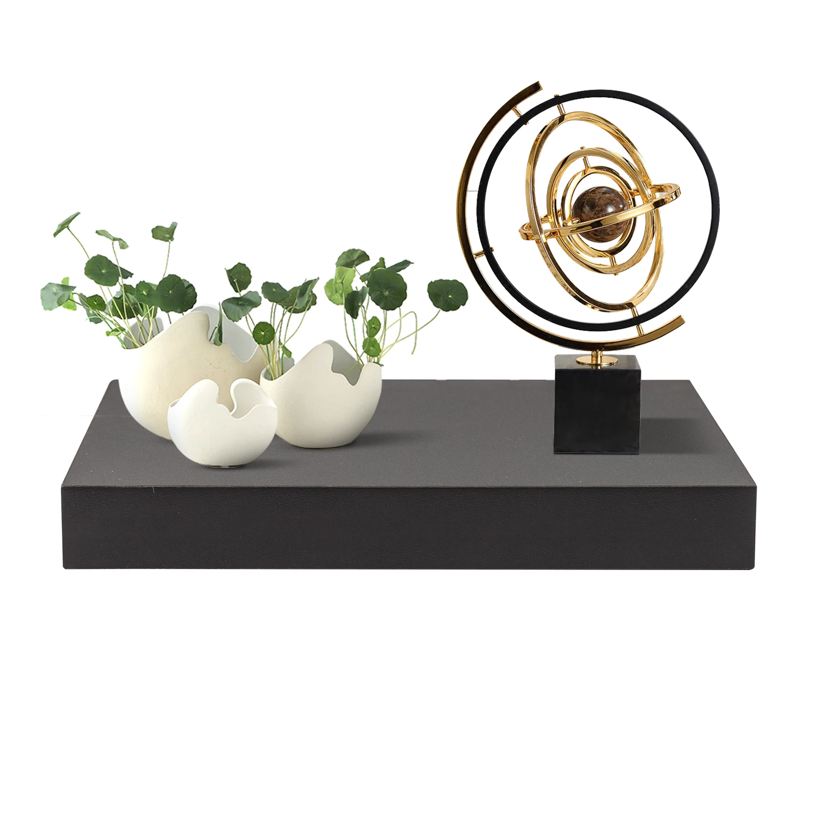 WOLTU 2 Stück/Set schwarzes Wandregal, dekoratives Aufbewahrungsregal, MDF-Schweberegale, Bücherregal für Wohnzimmer, Küche, Schlafzimmer, Badezimmer