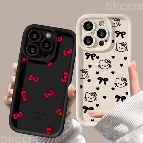 Cute Hello Kitty BowKnot Silicone Soft Case For Samsung Galaxy S25 S24 S23 S22 S21 Ultra Plus S20 FE A55 A54 A15 A35 Matte Cover