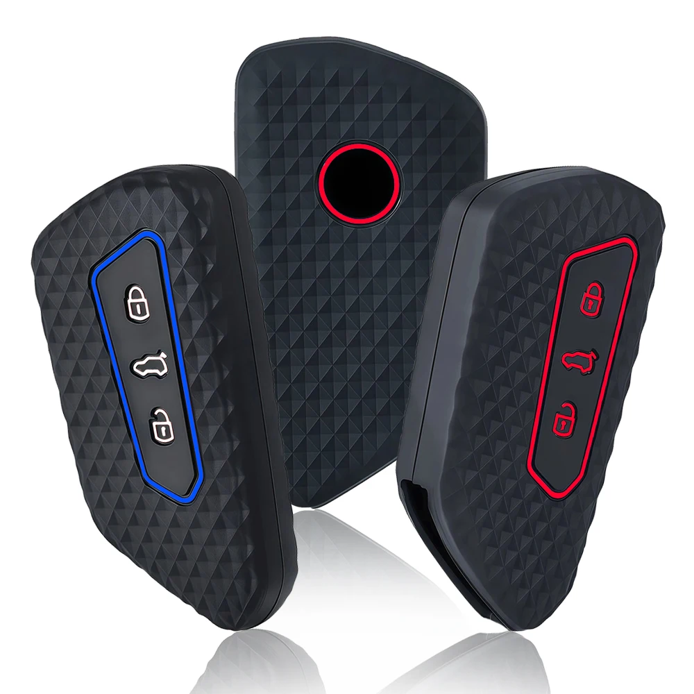 Silicone Car Fob Key Cover Case Accessories for VW Golf 8 GTI 2023 ID 4 Seat Leon Cupra Formentor Skoda Octavia A8 Mk8 2020-2022