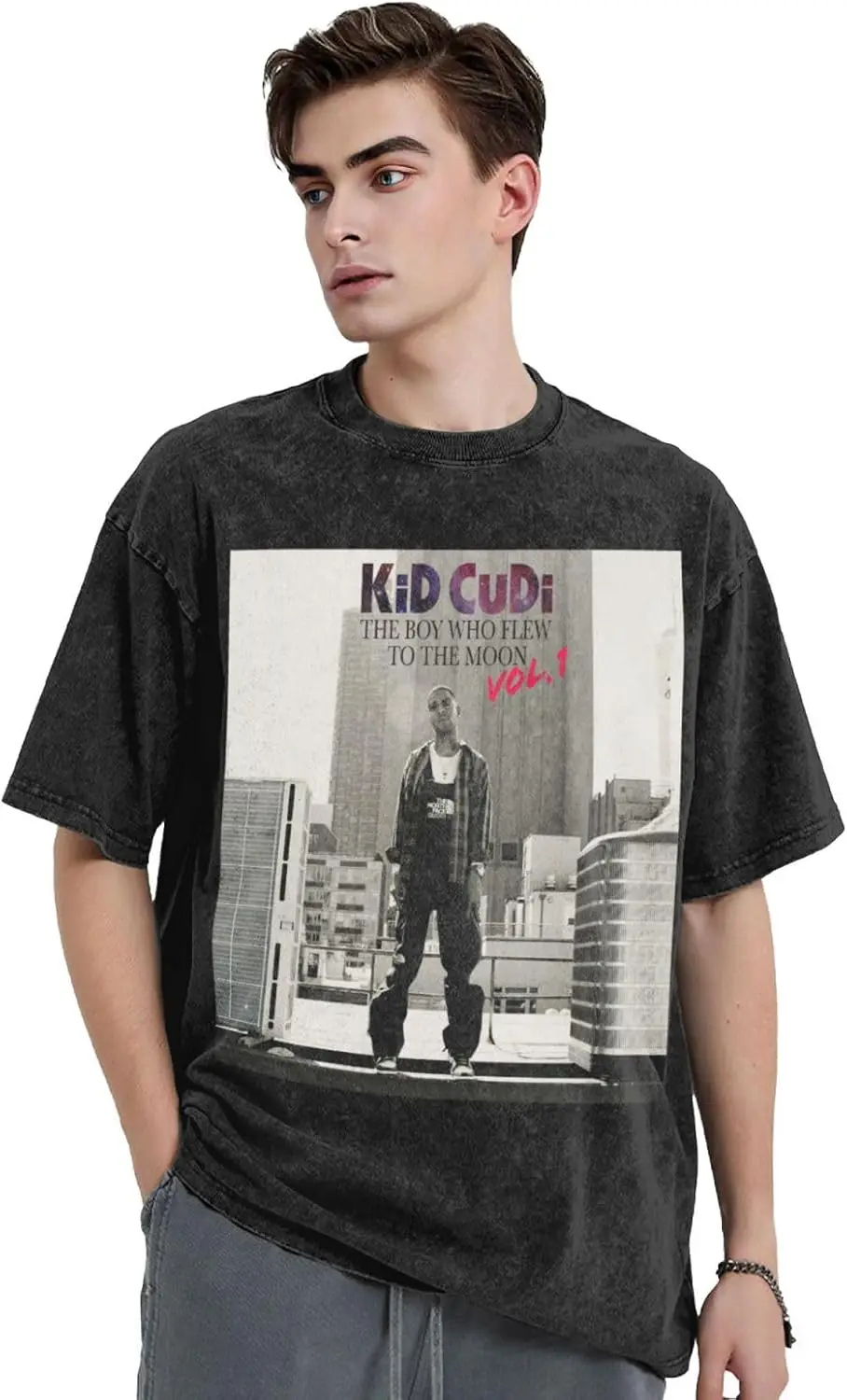 

Men's Vintage Oversized T-Shirts,Big Boys Crewneck Short Sleeve T Shirts for Kid Custom cudi T-Shirt,Comfortable Tshirts