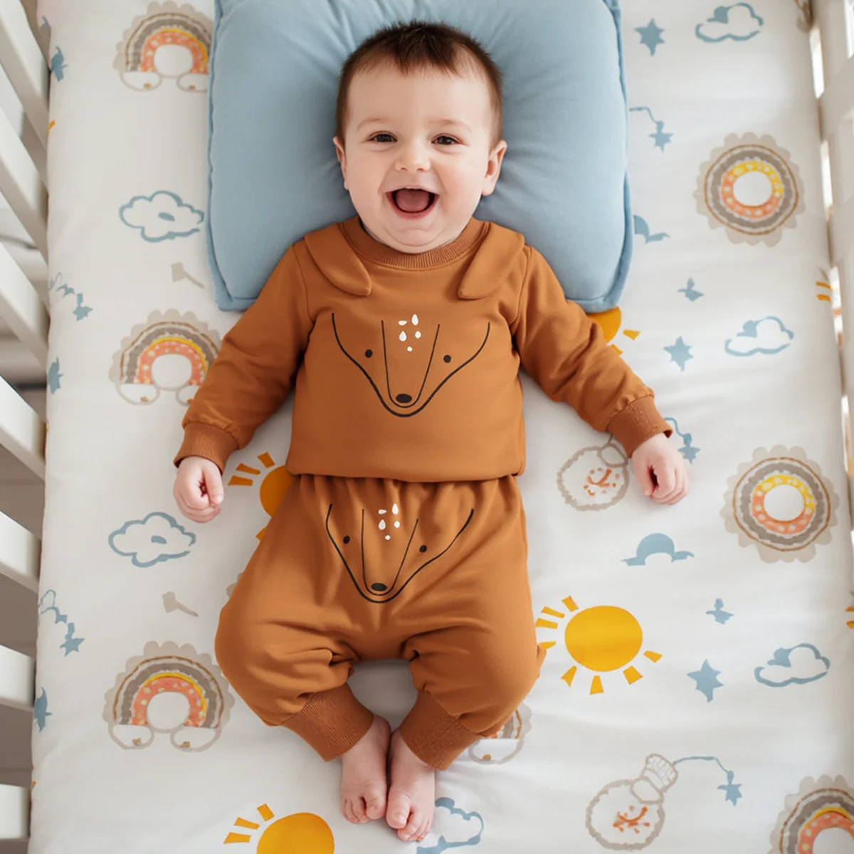 Sanlutoz Autumn Cartoon Baby Clothing Sets Cotton Toddler Tops + Long Pants 2pcs Unisex Cute Clothing