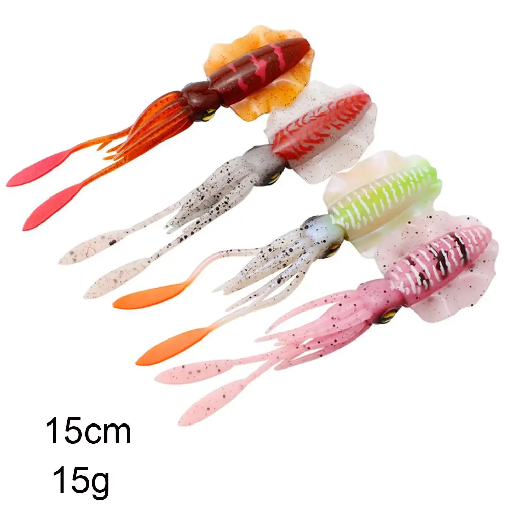 Simulated Squid Bait Durable 15cm 15g Saltwater Octopus Bait Soft Silicone Artificial Squid Skirt Lure Portable Fishing Tackle