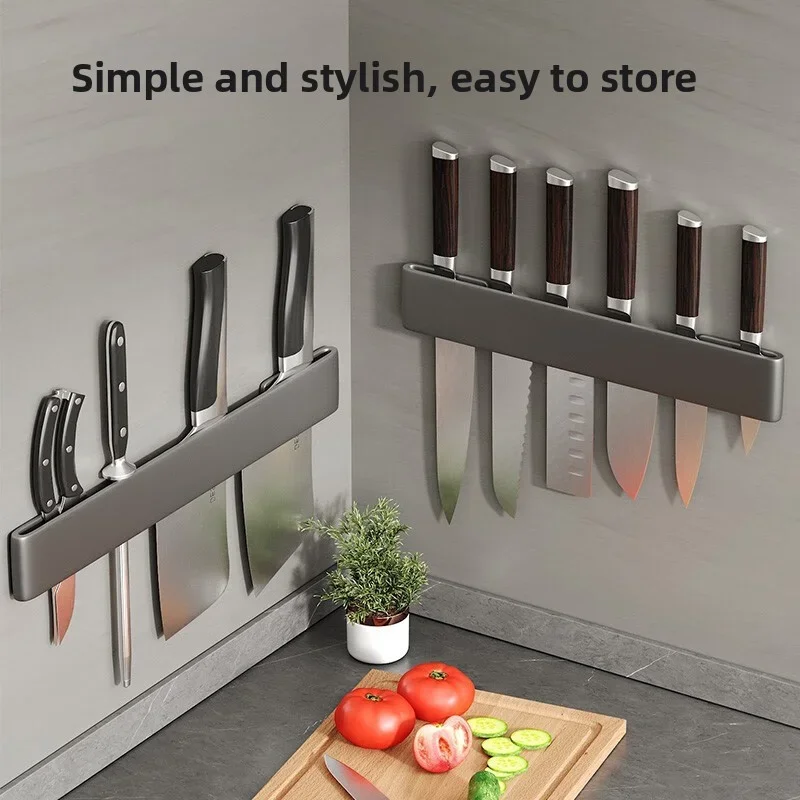 No Punching Stainless Steel Storage Rack for Home Use 304 Steel Knife Insertion Rack Wall-Mounted Kitchen Knife Holder