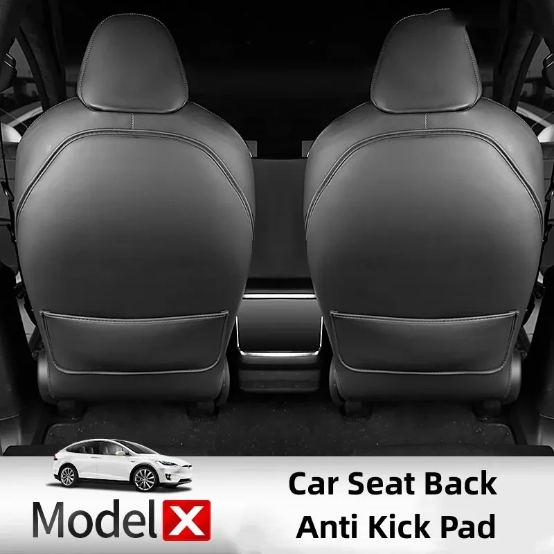 Car Seat Back Anti Kick Pad Car Seat Cover Protector For Tesla Model X 2023 Leather Full Wrapped Auto Modification Accessories