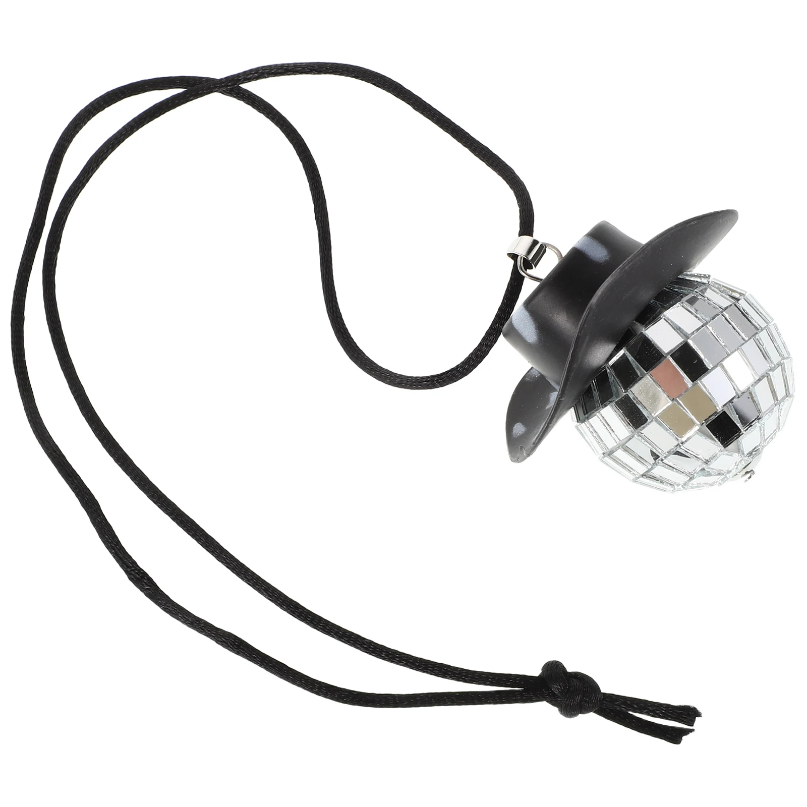 

Pendant 4CM Black Cow Rope Hat Mirrored Glass Car Decor Rear View Mirror nament Birthday Accessories Car
