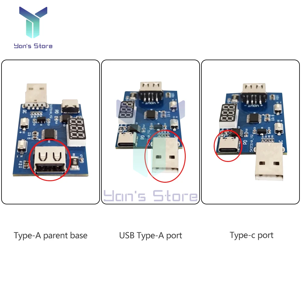 1Pcs USB/Type-C PD QC Trigger 3.6V~20V DC Adjustable Voltage Power Module Dial Adjustment Voltage Fast Charging Decoy Module