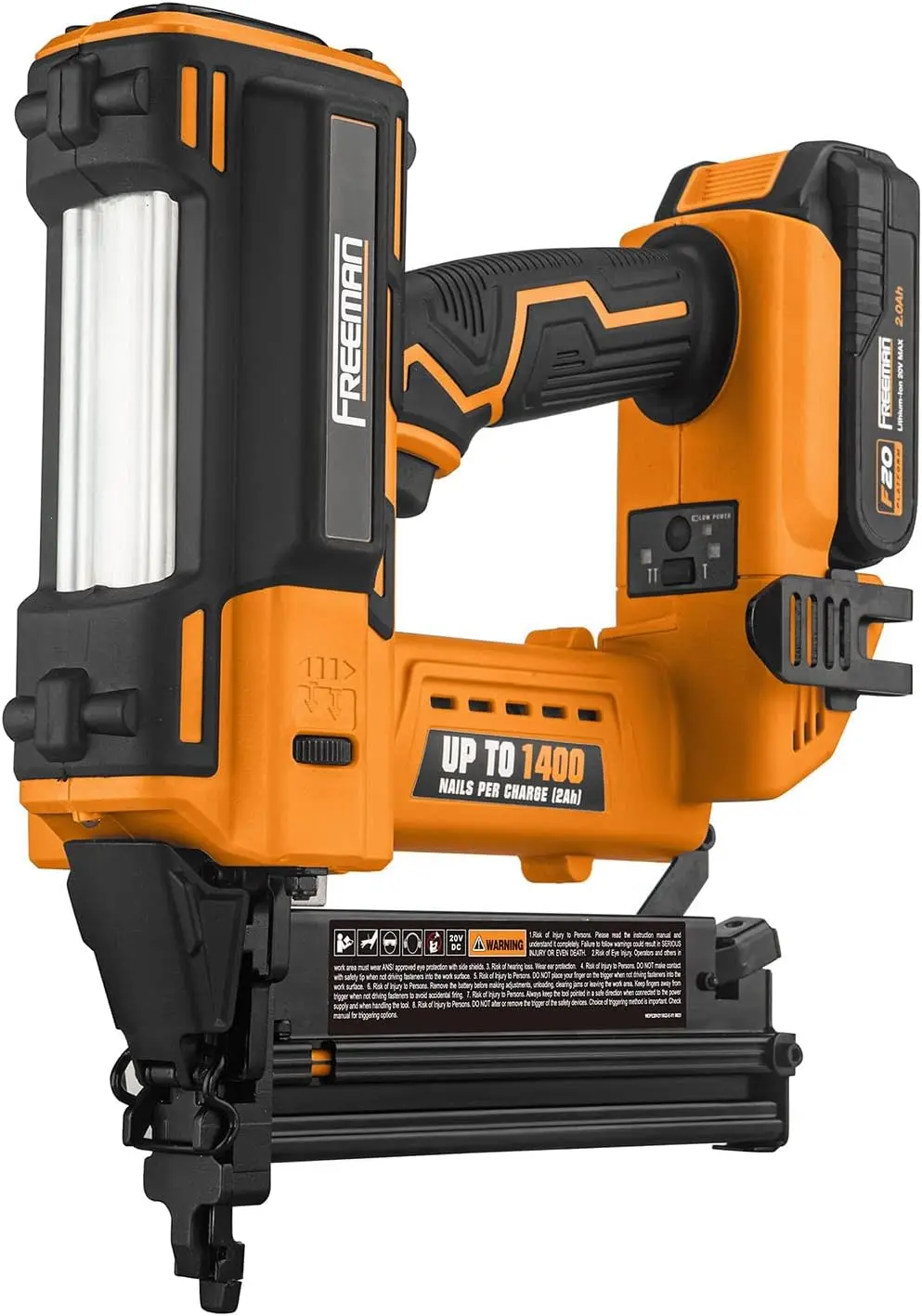 Freeman Pe20V2118G2 20 Volt Cordless 2-In-1 18-Gauge Nailer/Stapler Kit With Lithium Ion Battery, Charger, Bag, And Fasteners