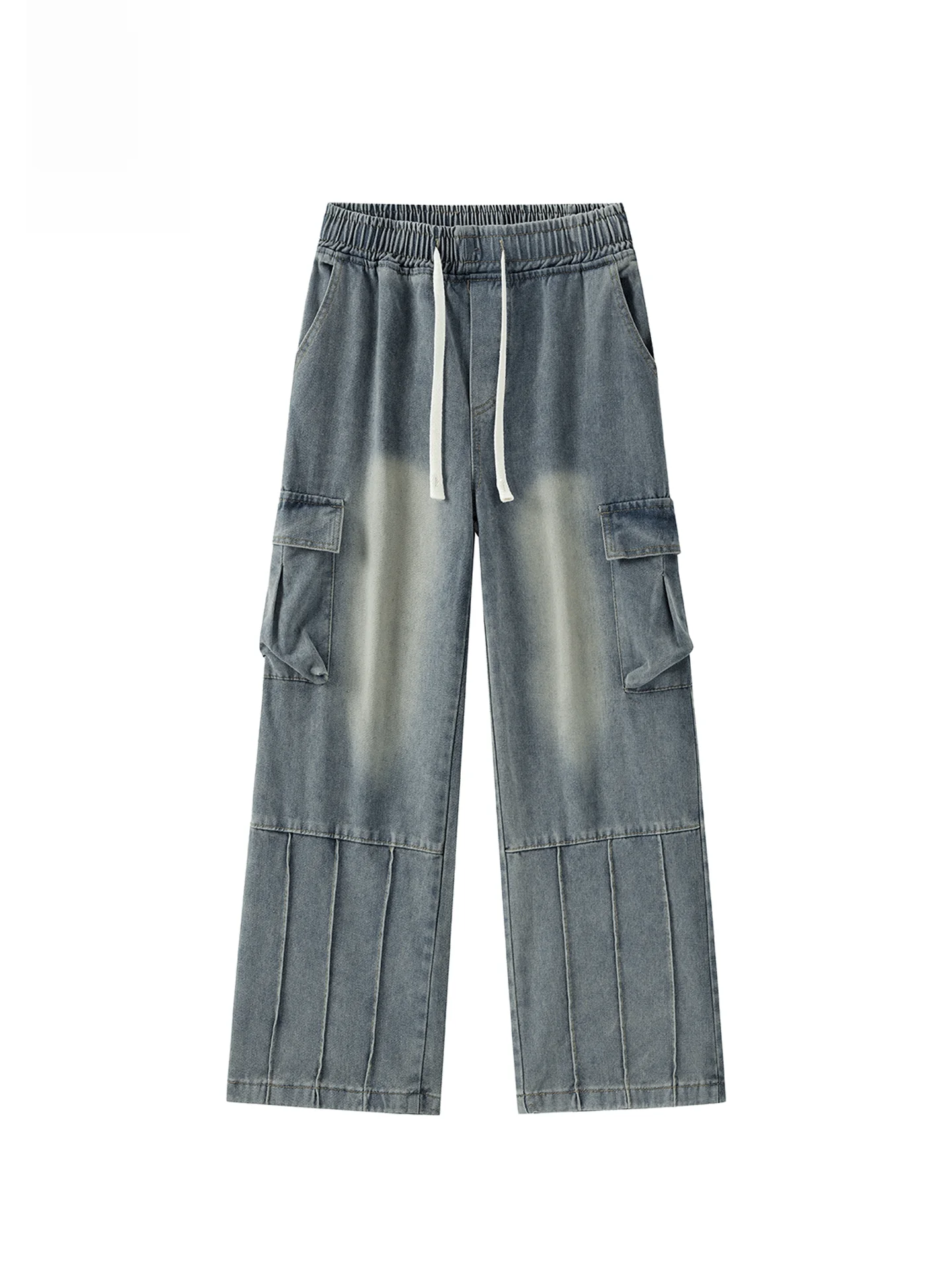 Calças Jeans Casuais de Perna Reta Soltas com Múltiplos Bolsos para Homens e Mulheres, Estilo Urbano de Moda Outono, Ajuste C...