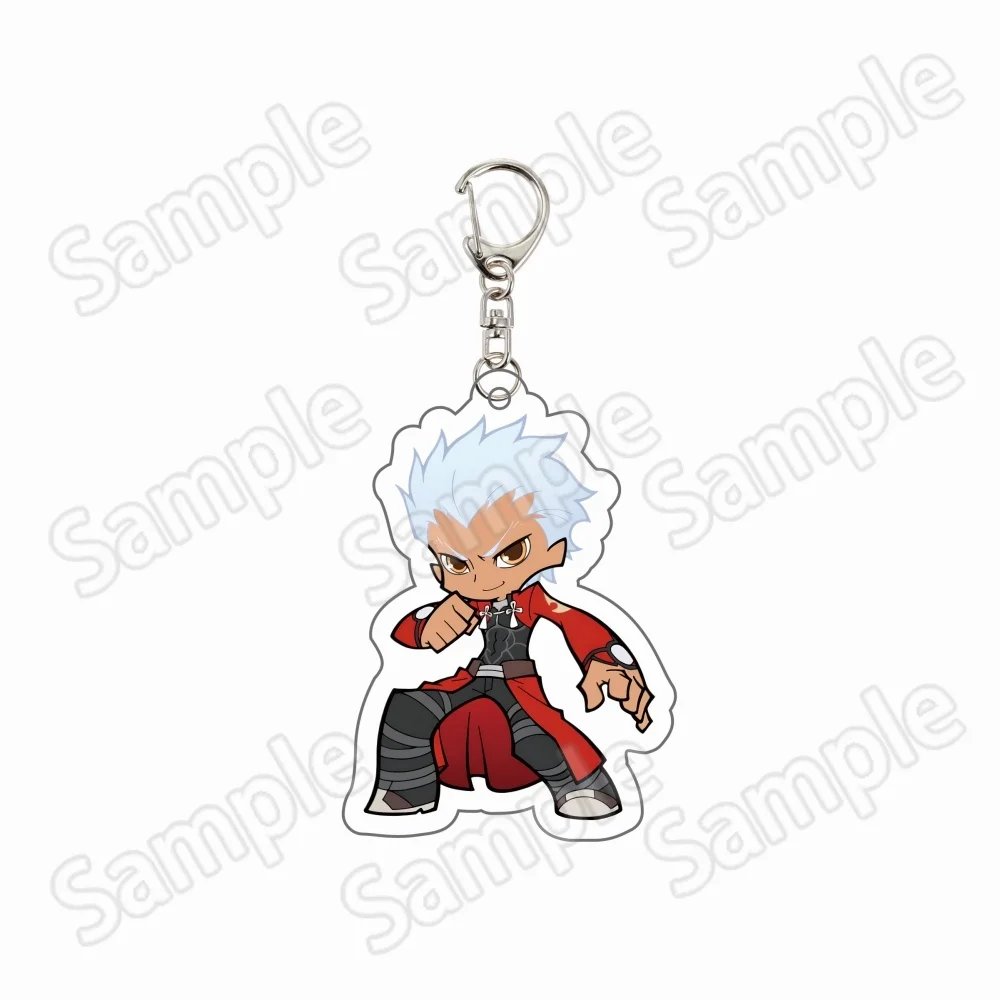 Anime Fate Stay Night FGO Saber Salter Gilgamesh Archer Lancer Rider Caster Assassin Berserker Chibi Acrylic Keychain Keyring Ke