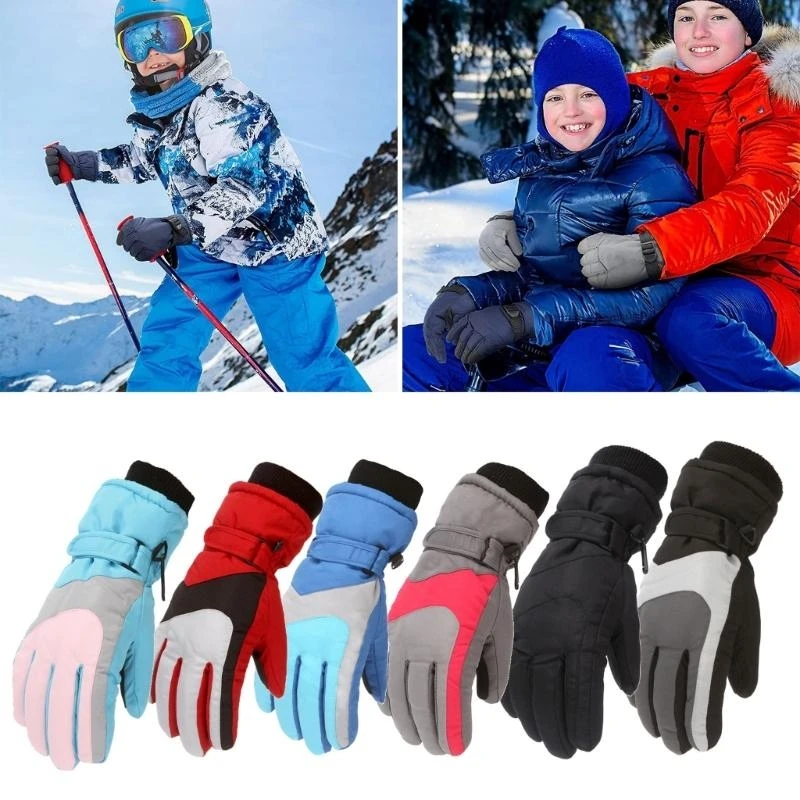 

J15U Waterproof Children Ski Gloves Outdoor Sports Skiing Riding Cartoon Gloves