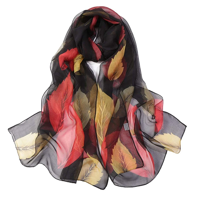 New Fashion Chiffon Floral Print Design Women Silk Scarf Shawl Elegant Headscarf Bandage Hijabs Muslim Wrap Scarves