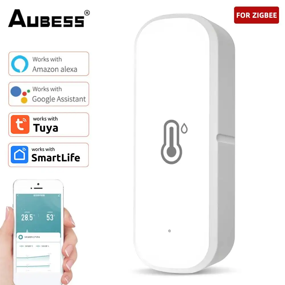 Tuya ZigBee Temperature Humidity Sensor Home Connected Thermometer Compatible With Smart Life Google Home Assistant