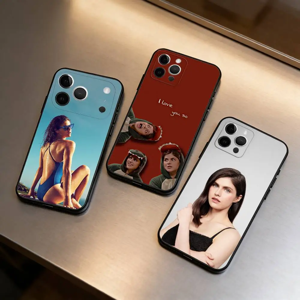 

A-Alexandra D-Daddario Phone Case For iPhone 17,16,15,14,13,12,11 Plus,Pro Max,Soft Silicone Black Cover
