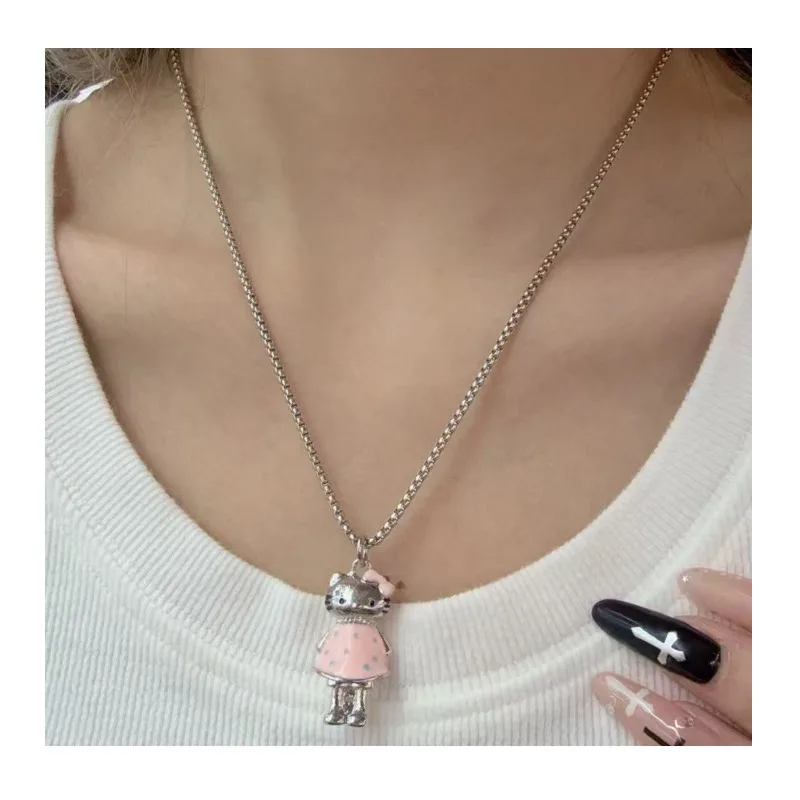

Sweet Dripping Cat Pendant Necklace Female Exquisite Cute Fashion Design Small Dripping Pendant Sweater Chain