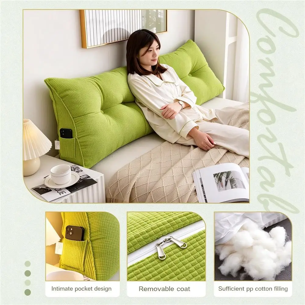 Long Pillow Headboard Cushion Triangle Large Back Bed Soft Bag Pillow Can Be Disassembled and Washed Bedroom Sofa