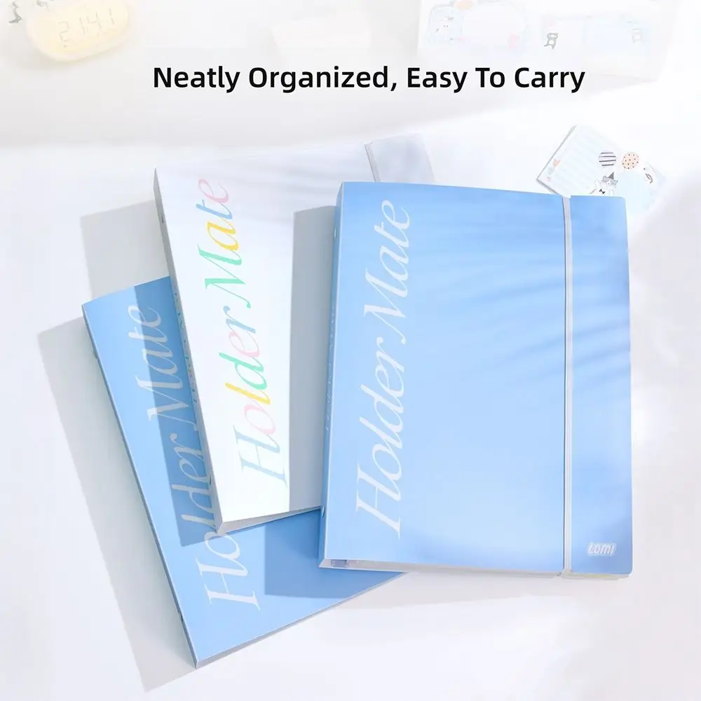 

Simple Loose Leaf A4 File Folder Transparent Students Stationery Exam Paper Storage Bag Detachable Data Book School Office