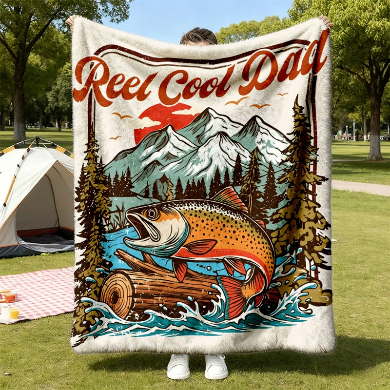 Reel Cool Dad Comfy Blanket, Father's Day Flannel Blanket, Father's Day gift for, Gift for Husband, Dad And Fishing Matc