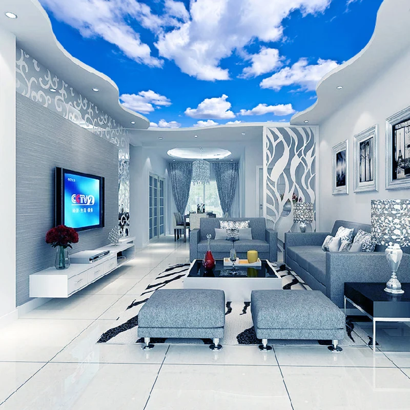 

Custom Ceiling Wallpaper Blue Sky And White Clouds Murals For The Living Room Bedroom Ceiling Background Wall Mural Wallpaper