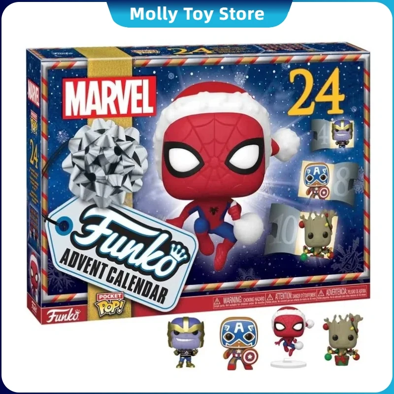 24pcs 2024 New Anime Marvel Christmas Advent Calendar Marvel Holiday 24 Day Reward Countdown Blind Box Cute Toy Kid Xmas Gift