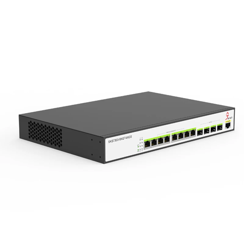 XikeStor All 10G L2 Mnanaged Switch 8-Port 10G RJ45 and 4-Port 10G SFP+ Ethernet Switch Support VLAN/ Port Aggregation