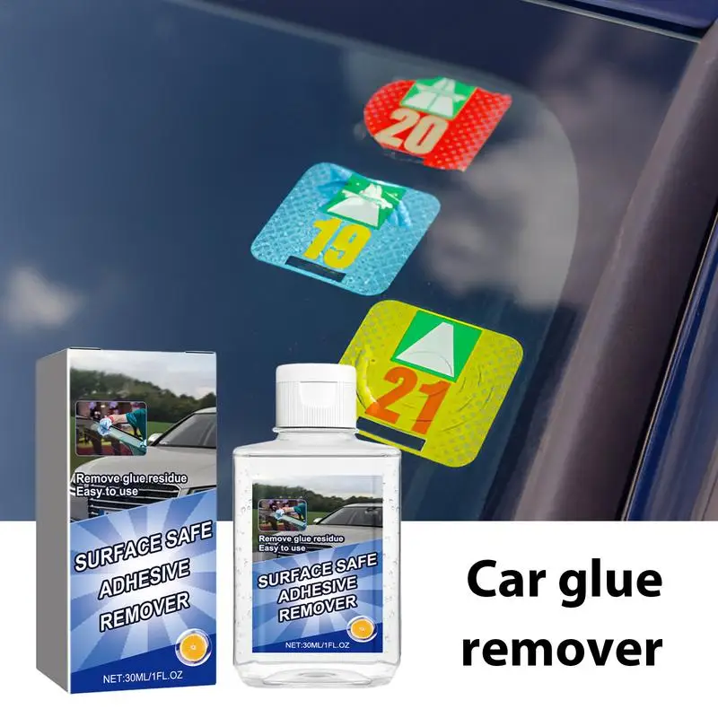 Car Sticker Removal Liquid, Remoção de cola, Car Paint Cleaning Solution, Folhas de fórmula inodoras, Nenhum traço para PET, PE, PVC, Tecidos ABS, 30ml