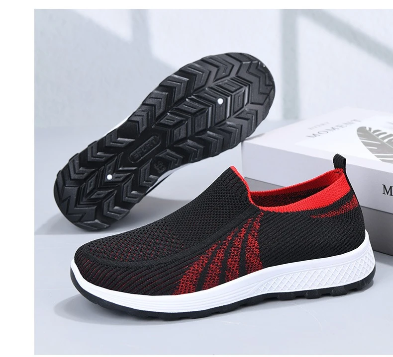 Damen-Sneaker aus Stricknetz, zum Überziehen, atmungsaktiv, leicht, mit weicher Sohle, rutschfest, für Freizeitaktivitäten, zum Spazierengehen, für ältere Damen, für den täglichen Gebrauch im Freien. – Detail 11