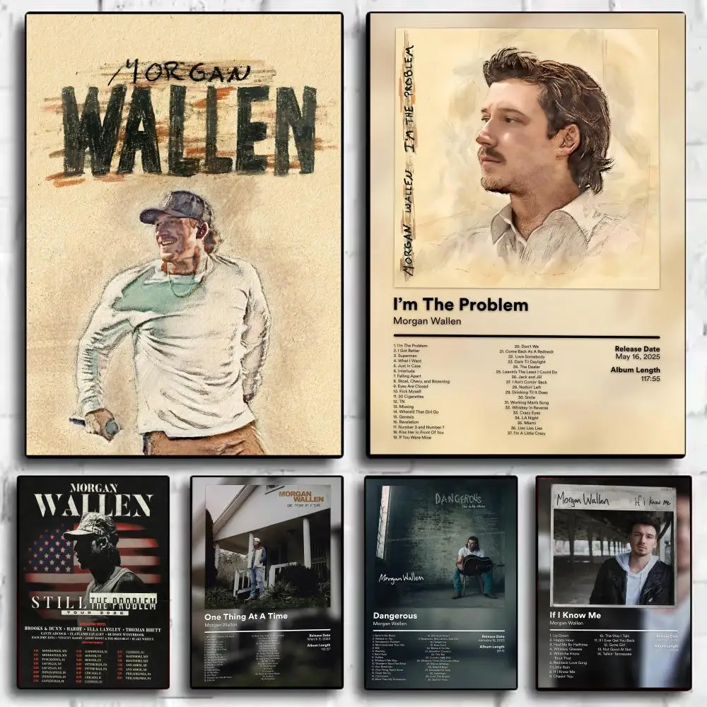 M-Morgan Wallen Cloud Rap Trap Poster Home Living Bed Room Bar Hallway Sticky Wall Art Printing Waterproof Aesthetic Decor