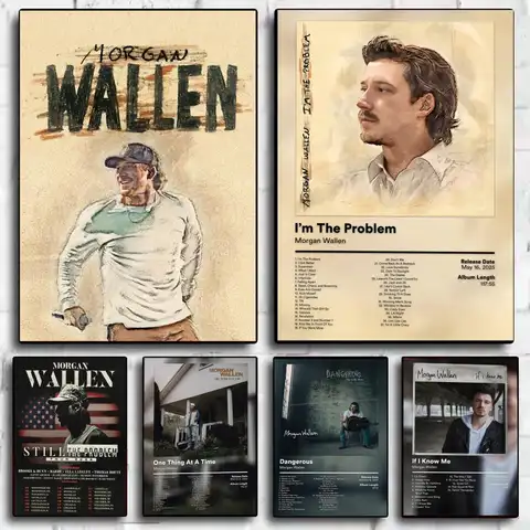 M-Morgan Wallen Cloud Rap Trap Poster Home Living Bed Room Bar Hallway Sticky Wall Art Printing Waterproof Aesthetic Decor