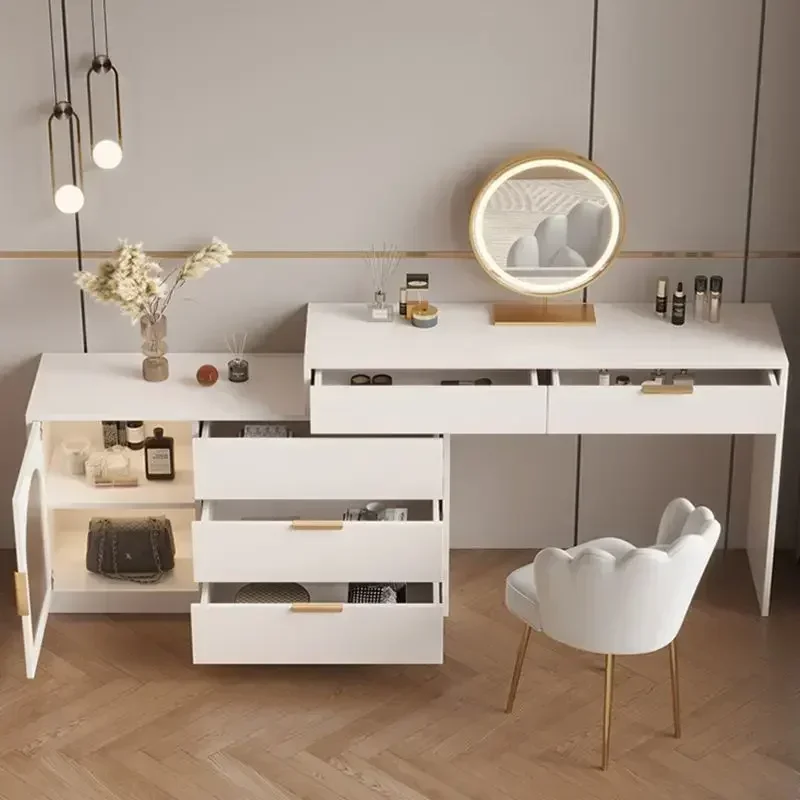 Modern Dresser Makeup Tables Vanity Storage Led Mirror Drawer Makeup Dressing Table Nordic Bedroom Vestidores Luxury Furniture