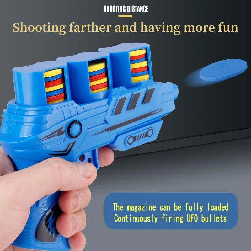 Children's Shooting Toy Gun With Soft Bullets Catapult EVA Flying Saucer Gun Outdoor Battle Repeated Shooting Games Toys